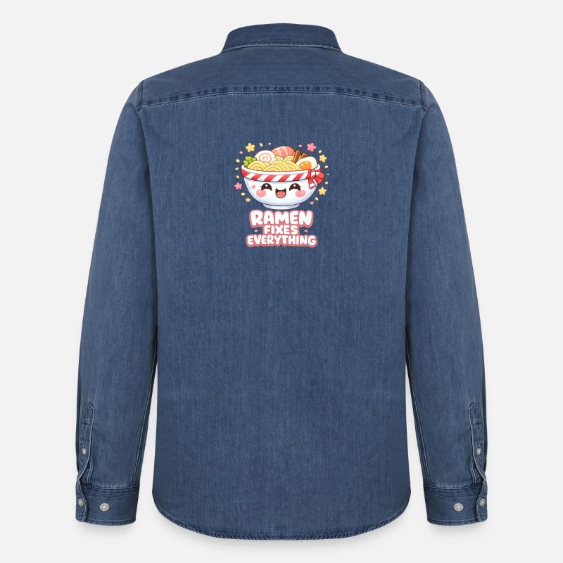 Ramen fixes everything - Männer Jeanshemd Organic von Stanley/Stella - verwaschenes Mittelblau 