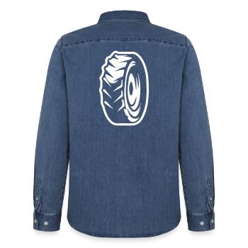 Reifen Silhouette - Männer Jeanshemd Organic von Stanley/Stella - verwaschenes Mittelblau  - Hinten - AI Model Male 185 light (185cm)