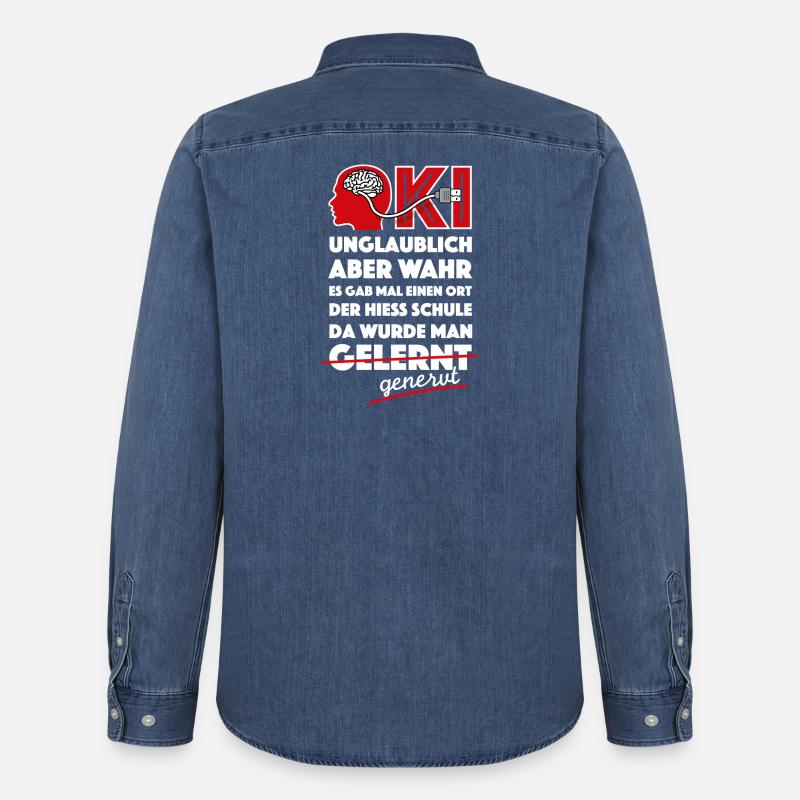 KI, ChatGPT, Schule nervt - Männer Jeanshemd Organic von Stanley/Stella - verwaschenes Mittelblau 
