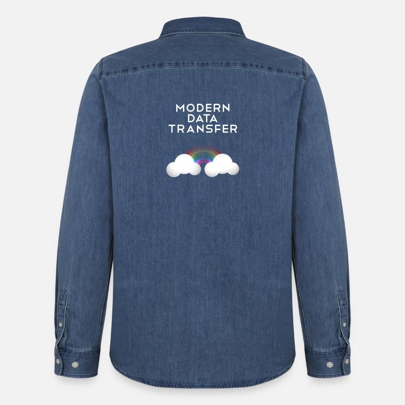 Moderne Datentransfer Wolken Informatiker Geschenk - Männer Jeanshemd Organic von Stanley/Stella - verwaschenes Mittelblau 