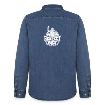 Respektiere den Schiedsrichter - Männer Jeanshemd Organic von Stanley/Stella - verwaschenes Mittelblau  - Hinten - AI Model Male 185 light (185cm)