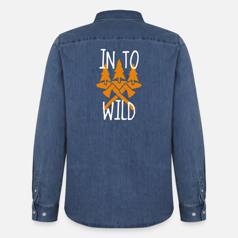 Nella Selvaggia Wald Äxte - Camicia in denim uomo bio di Stanley/Stella - blu medio slavato 