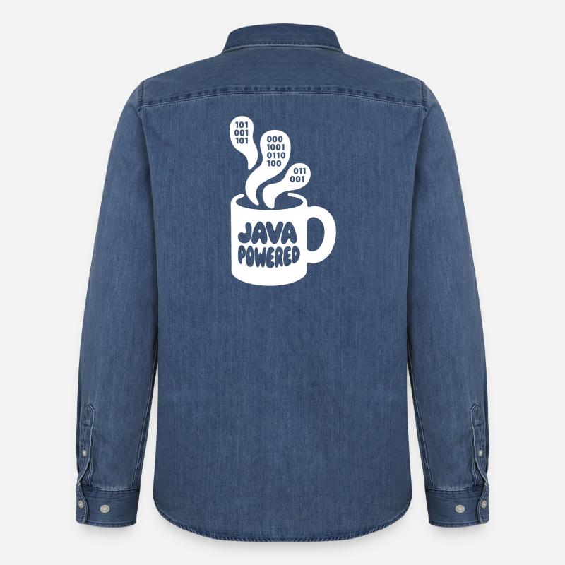 Java Powered Mug: Binary Steam - Männer Jeanshemd Organic von Stanley/Stella - verwaschenes Mittelblau