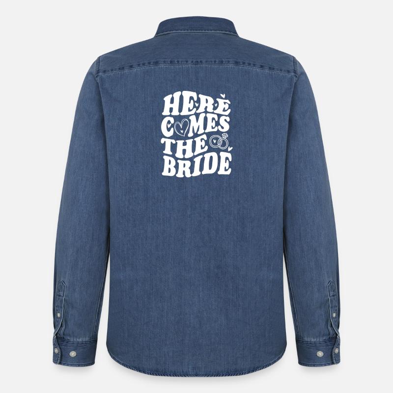Here Comes the Bride – Hochzeit Statement - Männer Jeanshemd Organic von Stanley/Stella - verwaschenes Mittelblau 