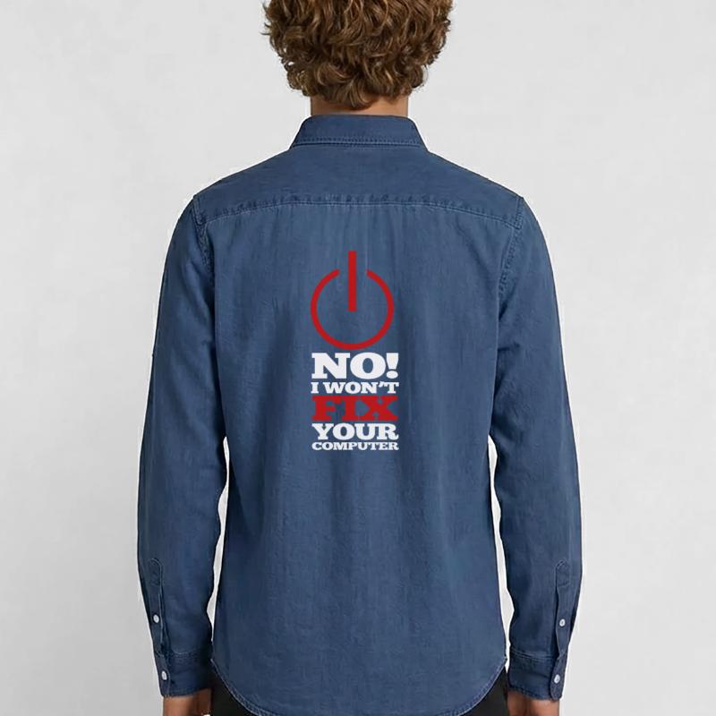 Computer Program Code Nerd Script Hacker Men’s Organic Denim Shirt by Stanley/Stella