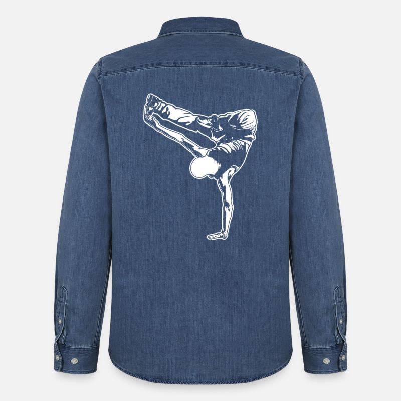 Breakdancer - Männer Jeanshemd Organic von Stanley/Stella - verwaschenes Mittelblau 