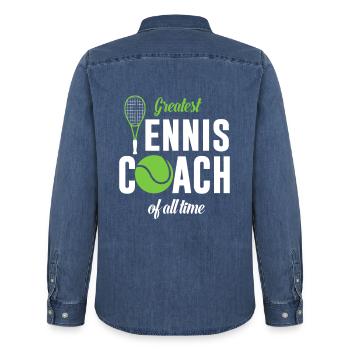 Größter Tennis-Coach aller Zeiten - Männer Jeanshemd Organic von Stanley/Stella - verwaschenes Mittelblau  - Hinten - AI Model Male 185 light (185cm)