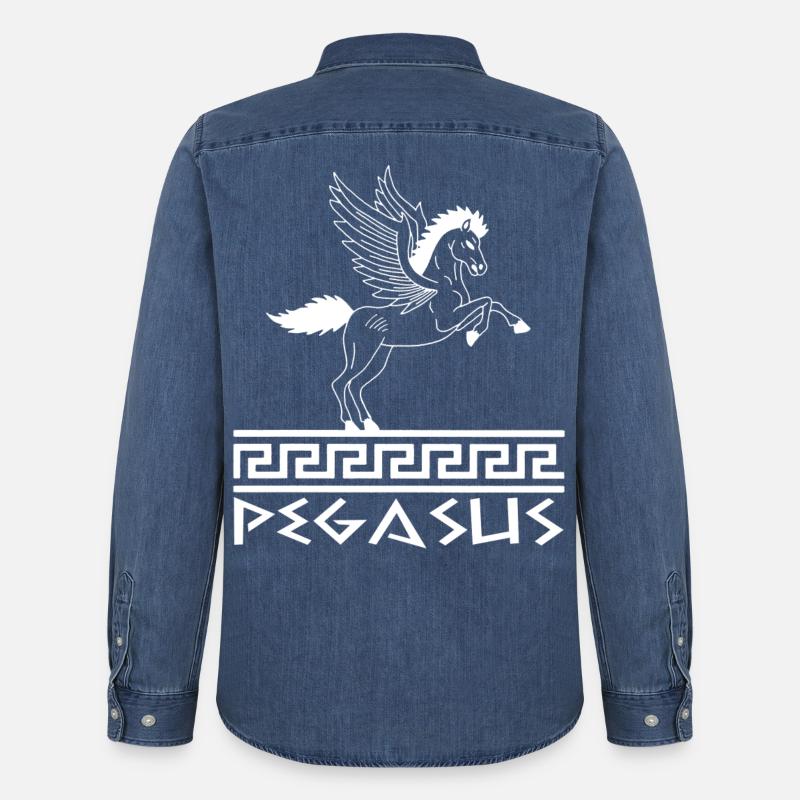 Weißes Pegasus-Pferd - Männer Jeanshemd Organic von Stanley/Stella - verwaschenes Mittelblau 