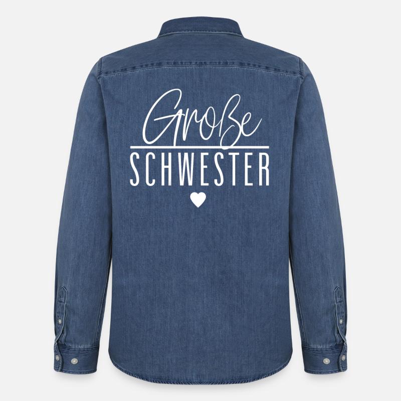 Große Schwester - Männer Jeanshemd Organic von Stanley/Stella - verwaschenes Mittelblau 