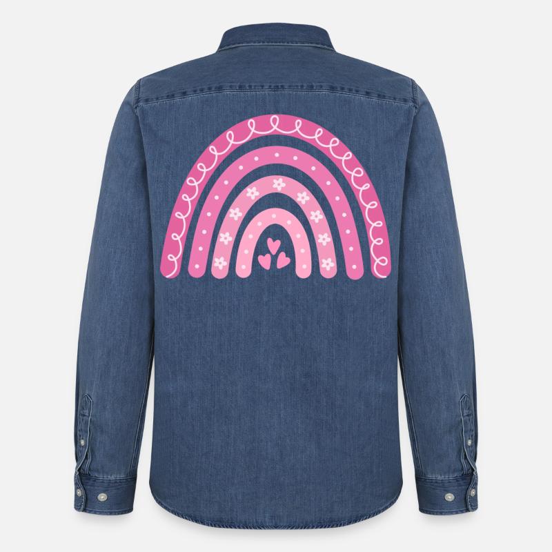 Boho Regenbogen rosa Große Schwester - Männer Jeanshemd Organic von Stanley/Stella - verwaschenes Mittelblau 