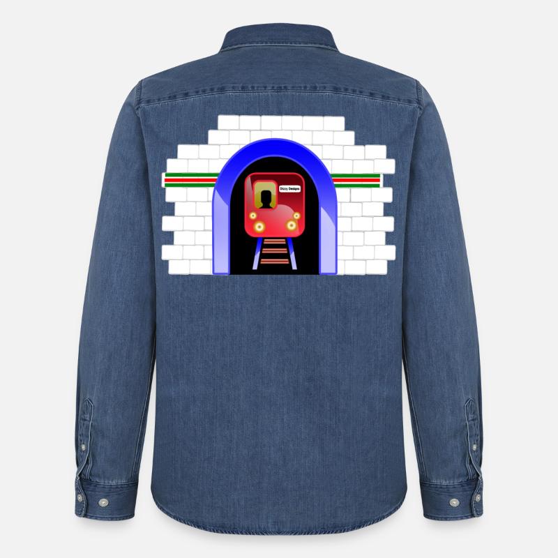 Blauer Tunnelzug im Torbogen - Männer Jeanshemd Organic von Stanley/Stella - verwaschenes Mittelblau 