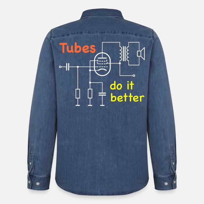 Vacuum Tubes do it better - Männer Jeanshemd Organic von Stanley/Stella - verwaschenes Mittelblau