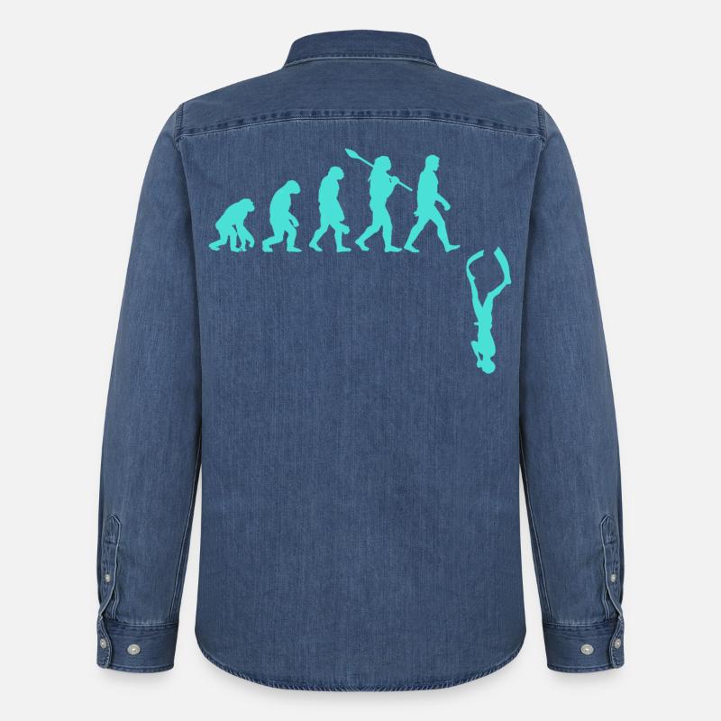 Evolution des Freitauchens - Männer Jeanshemd Organic von Stanley/Stella - verwaschenes Mittelblau 