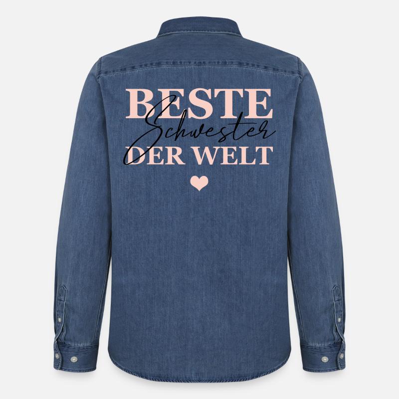 Beste schwester Der Welt - Männer Jeanshemd Organic von Stanley/Stella - verwaschenes Mittelblau 