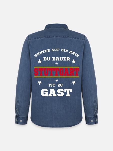 Stuttgart Fussball Fan Stadion - Männer Jeanshemd Organic von Stanley/Stella - verwaschenes Mittelblau