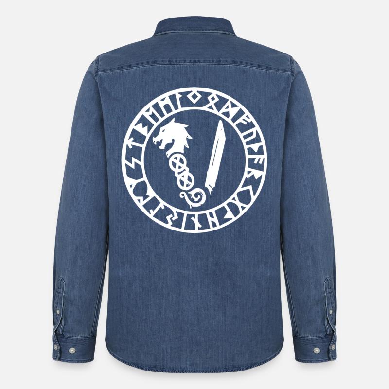 Symbol Der Wikinger - Männer Jeanshemd Organic von Stanley/Stella - verwaschenes Mittelblau