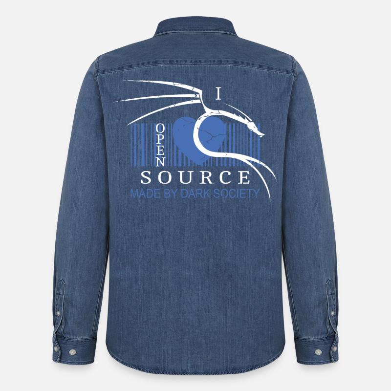 I Love Open Source Software - Männer Jeanshemd Organic von Stanley/Stella - verwaschenes Mittelblau 