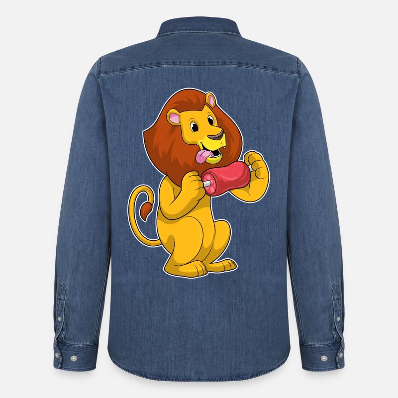 Löwe mit Fleisch - Männer Jeanshemd Organic von Stanley/Stella - verwaschenes Mittelblau