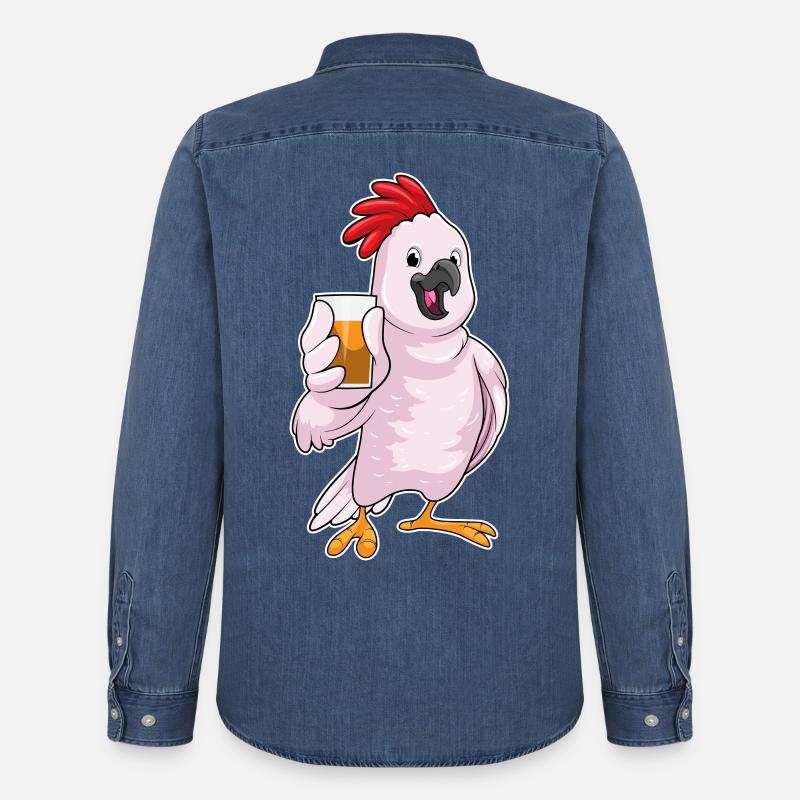 Papagei mit Saft - Männer Jeanshemd Organic von Stanley/Stella - verwaschenes Mittelblau 