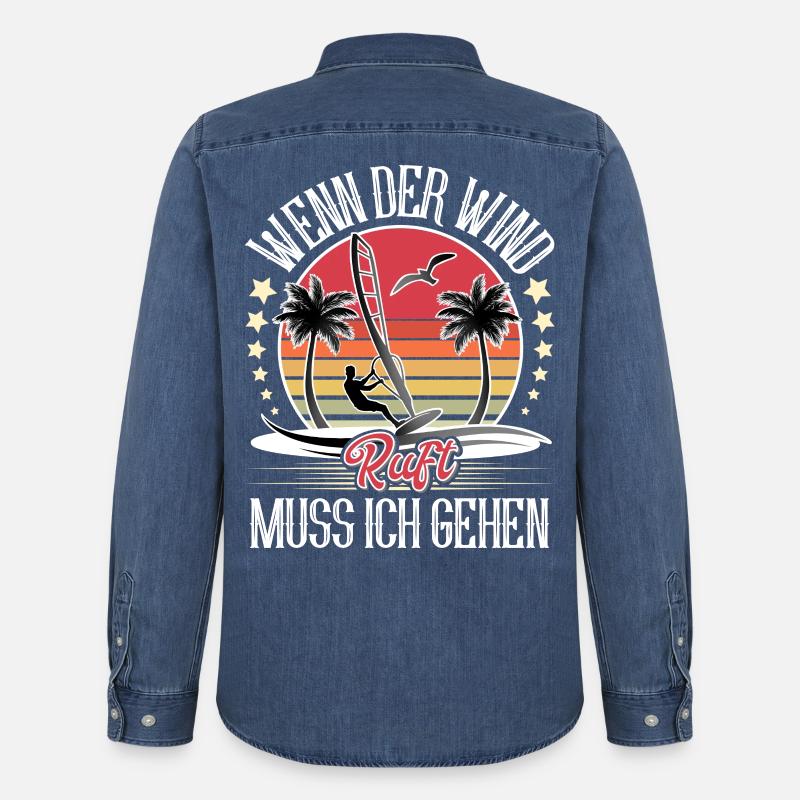 Windsurfen Windsurfer Windsurf - Männer Jeanshemd Organic von Stanley/Stella - verwaschenes Mittelblau 