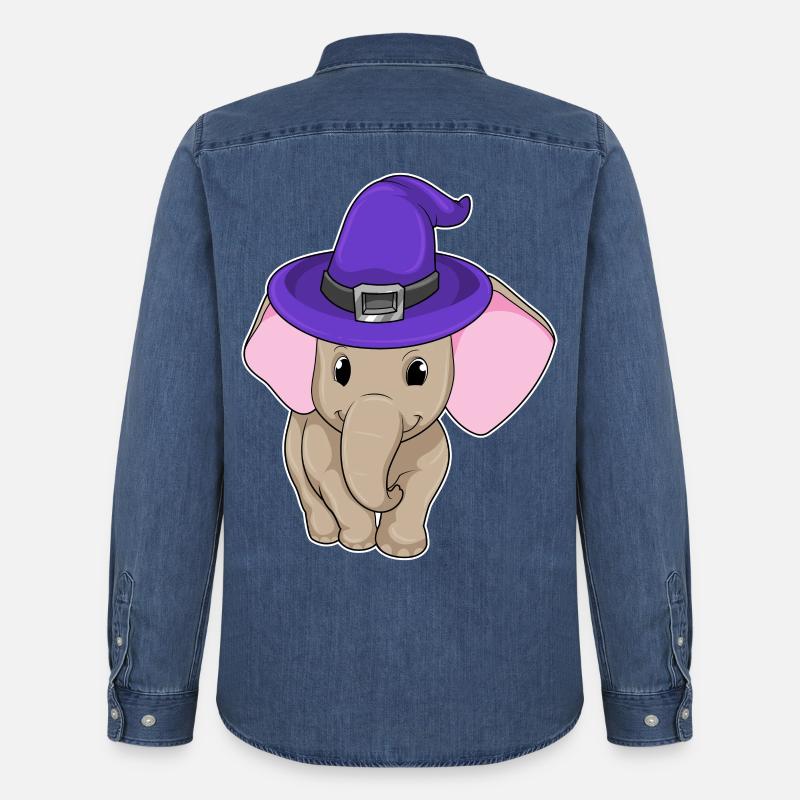 Elefant als Zauberer - Männer Jeanshemd Organic von Stanley/Stella - verwaschenes Mittelblau 
