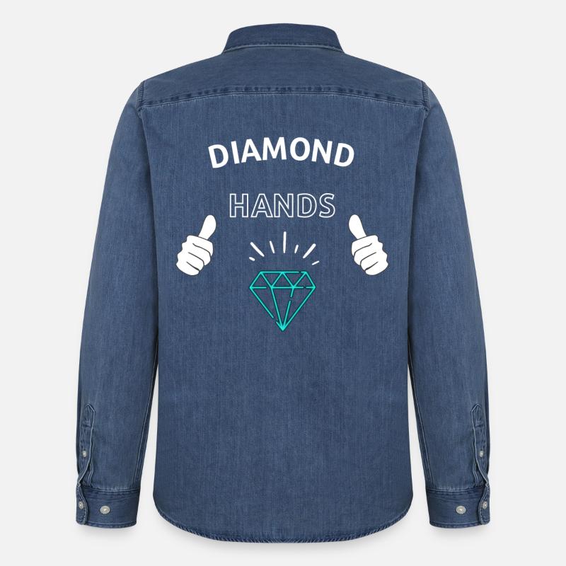 Diamond Hands Krypto - Männer Jeanshemd Organic von Stanley/Stella - verwaschenes Mittelblau 