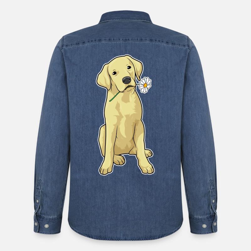 Labrador Gänseblümchen - Männer Jeanshemd Organic von Stanley/Stella - verwaschenes Mittelblau 