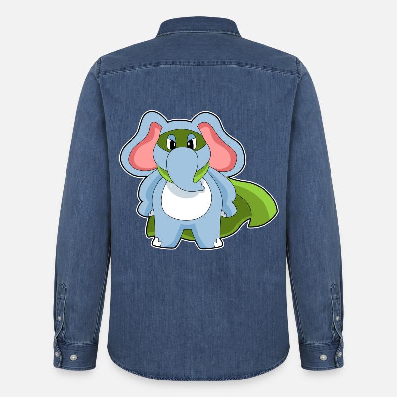 Elefant Held - Männer Jeanshemd Organic von Stanley/Stella - verwaschenes Mittelblau 