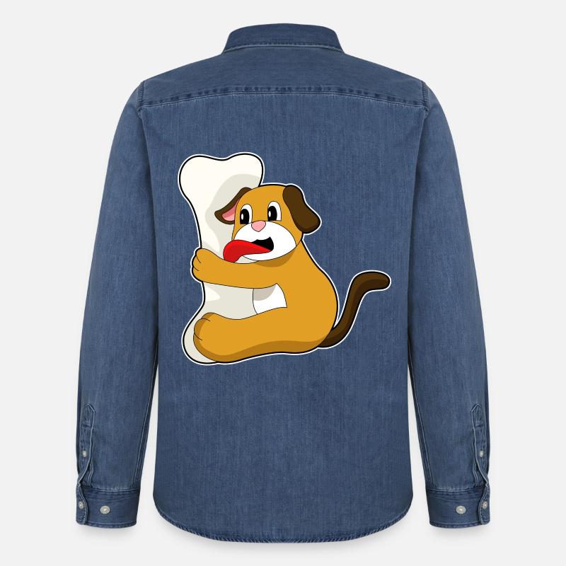 Hund Knochen - Männer Jeanshemd Organic von Stanley/Stella - verwaschenes Mittelblau