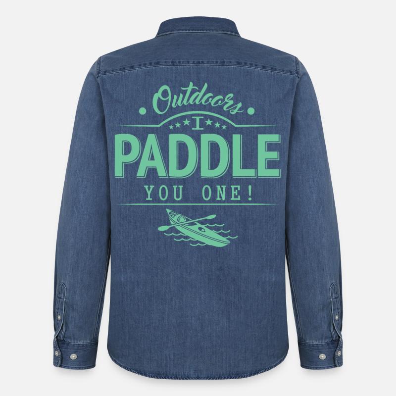Draußen Paddele ich dir eins - Männer Jeanshemd Organic von Stanley/Stella - verwaschenes Mittelblau