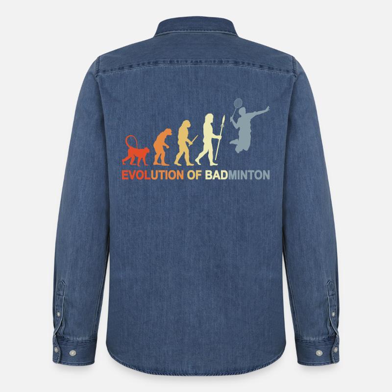 Badminton Evolution - Männer Jeanshemd Organic von Stanley/Stella - verwaschenes Mittelblau 