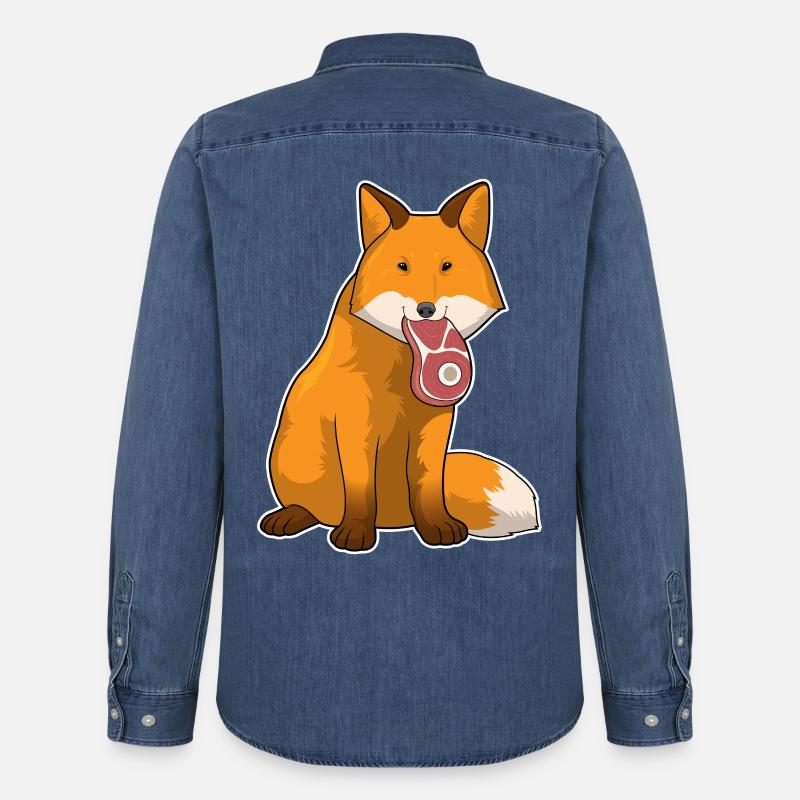 Fuchs Fleisch - Männer Jeanshemd Organic von Stanley/Stella - verwaschenes Mittelblau