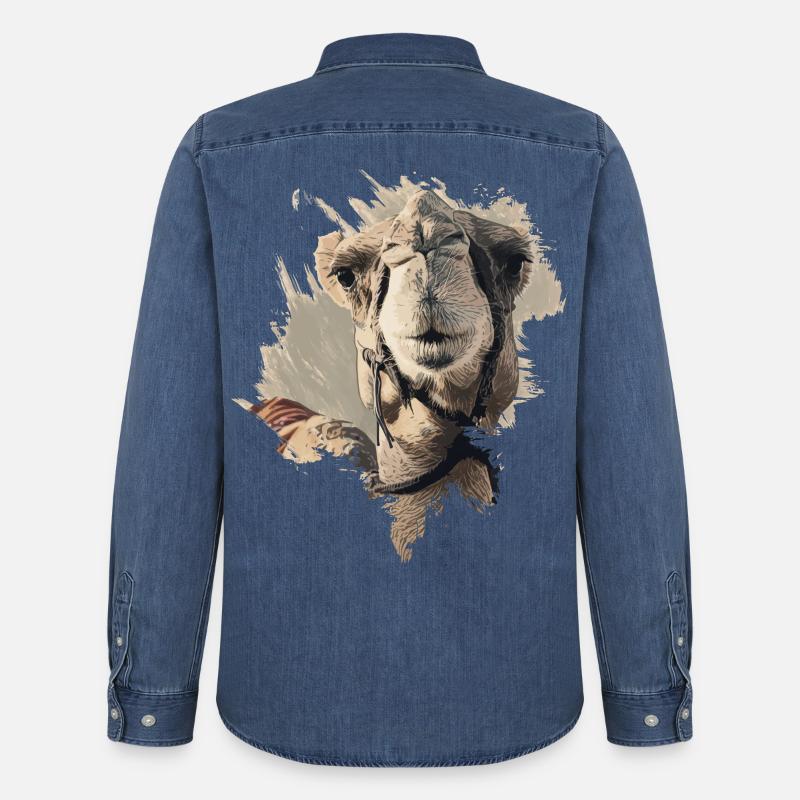 Kamelkopf Kamel - Männer Jeanshemd Organic von Stanley/Stella - verwaschenes Mittelblau 