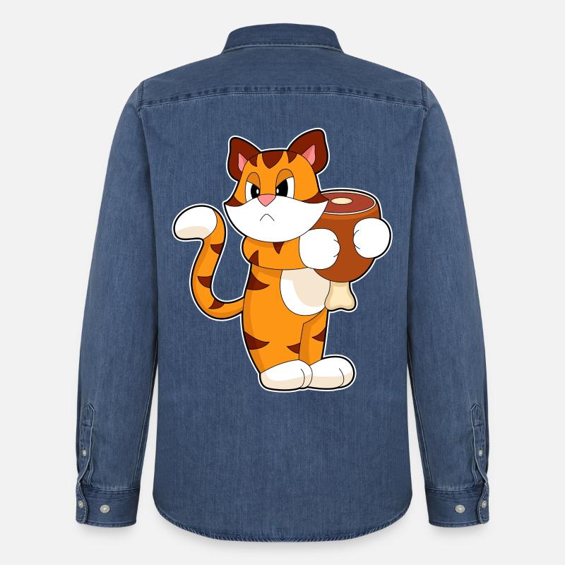 Tiger Fleisch - Männer Jeanshemd Organic von Stanley/Stella - verwaschenes Mittelblau 