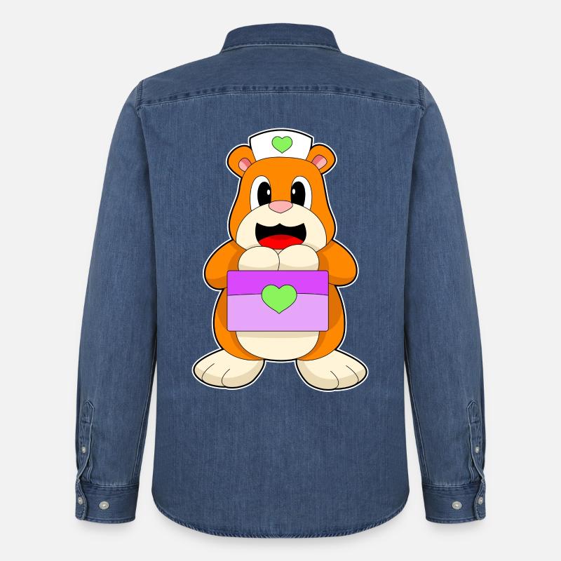 Hamster Krankenschwester Box - Männer Jeanshemd Organic von Stanley/Stella - verwaschenes Mittelblau 