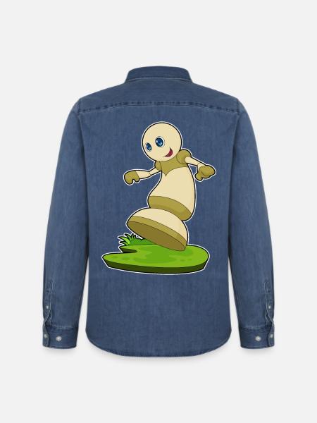 Pièces d’échecs pion échecs - Chemise en denim homme bio Stanley/Stella - bleu moyen délavé 