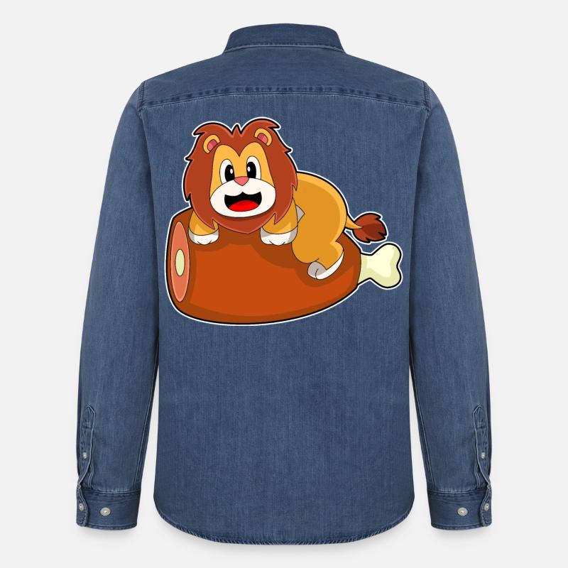 Löwe Fleisch - Männer Jeanshemd Organic von Stanley/Stella - verwaschenes Mittelblau 