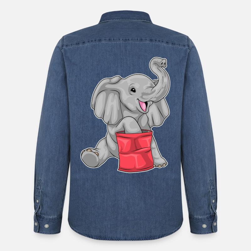 Elefant Chips - Männer Jeanshemd Organic von Stanley/Stella - verwaschenes Mittelblau 