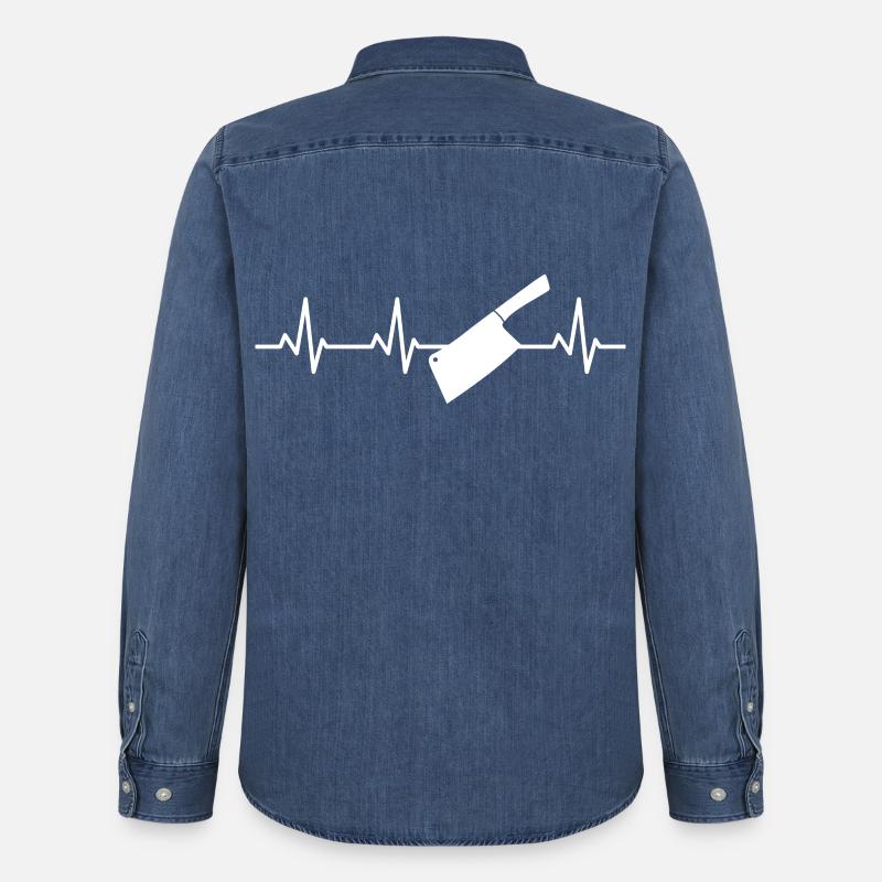 Hackbeil Herzschlag - Männer Jeanshemd Organic von Stanley/Stella - verwaschenes Mittelblau