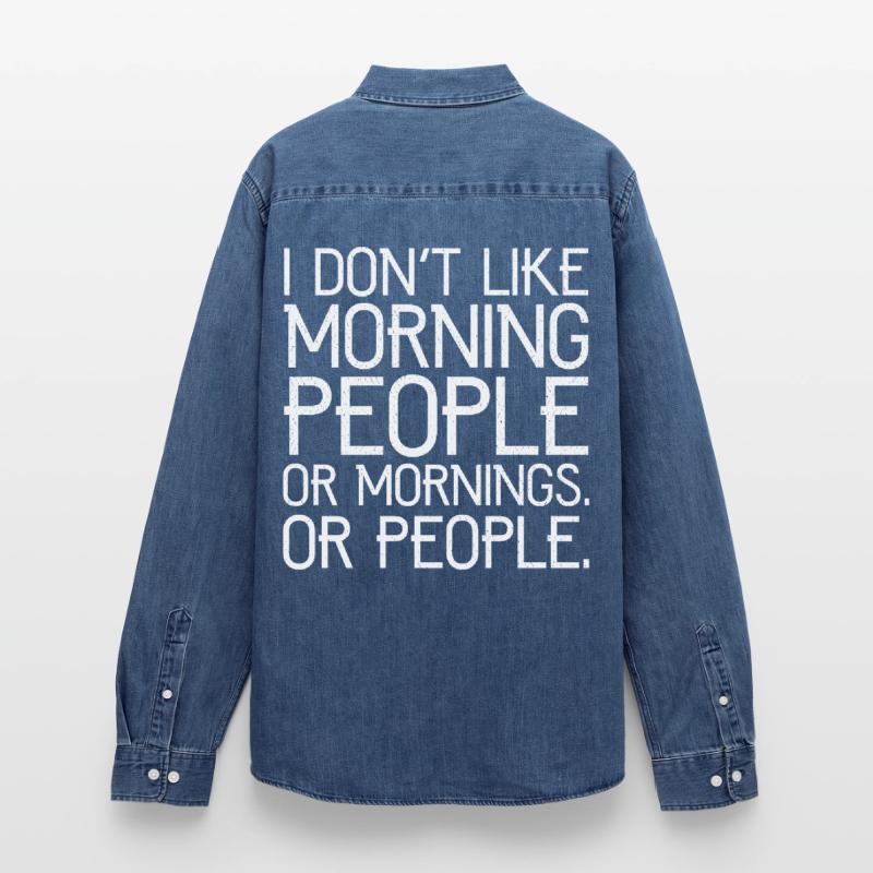 Ich mag keine Morgenmenschen oder Morgenmenschen oder Menschen Männer Jeanshemd Organic von Stanley/Stella