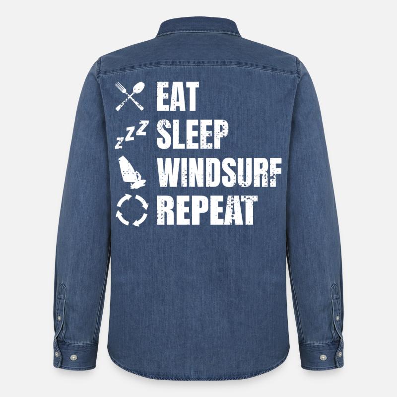 Eat Sleep Windsurf Repeat - Männer Jeanshemd Organic von Stanley/Stella - verwaschenes Mittelblau 