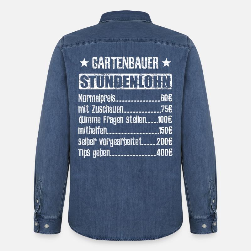 Stundenlohn Gartenbauer Beruf - Spruch - Männer Jeanshemd Organic von Stanley/Stella - verwaschenes Mittelblau 