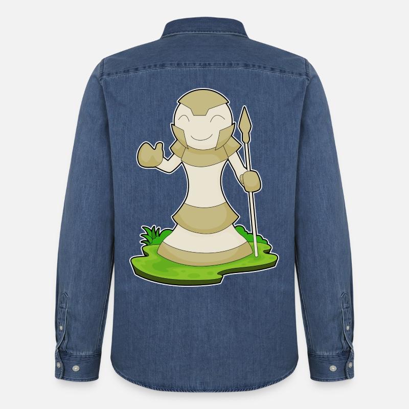 Schachfigur Bauer Schach - Männer Jeanshemd Organic von Stanley/Stella - verwaschenes Mittelblau 