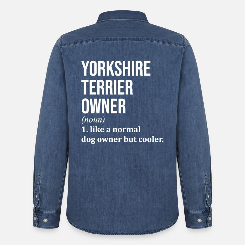 Yorkshire Terrier - Männer Jeanshemd Organic von Stanley/Stella - verwaschenes Mittelblau 