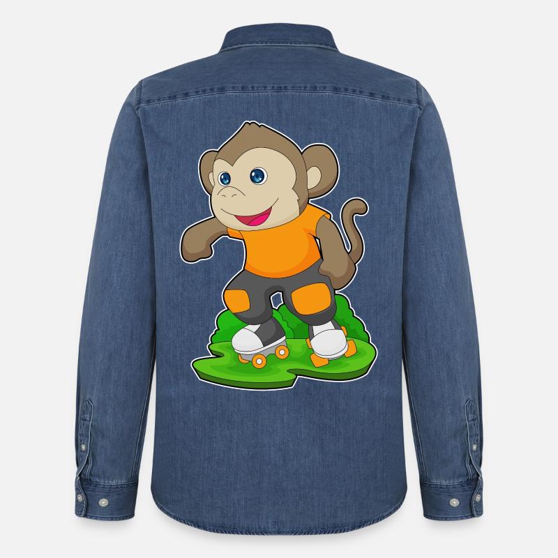 Monkey Rollers Rollers Rollers - Chemise en denim homme bio Stanley/Stella - bleu moyen délavé 