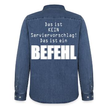 Befehl Humor Beruf oder Lehrerhumor - Männer Jeanshemd Organic von Stanley/Stella - verwaschenes Mittelblau  - Hinten - AI Model Male 185 light (185cm)
