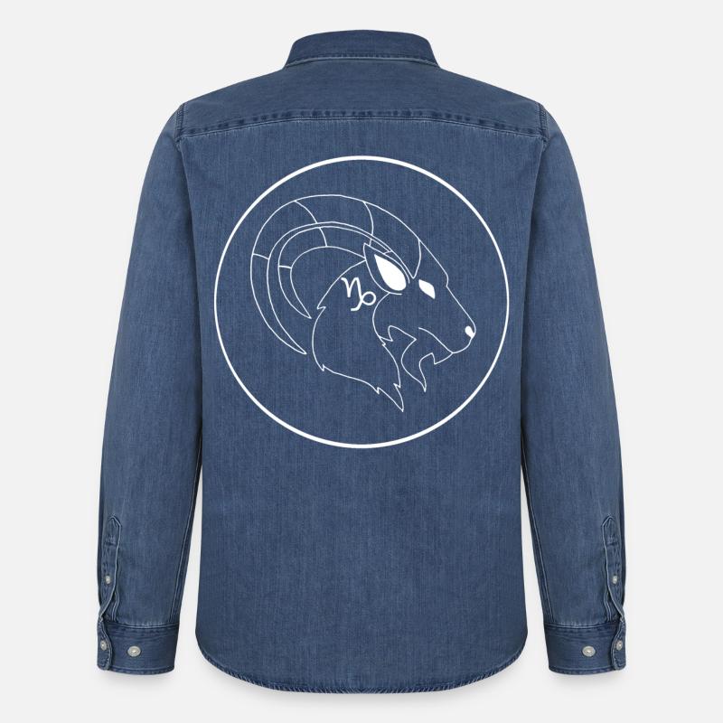 Steinbock Sternzeichen (weiß) - Männer Jeanshemd Organic von Stanley/Stella - verwaschenes Mittelblau 