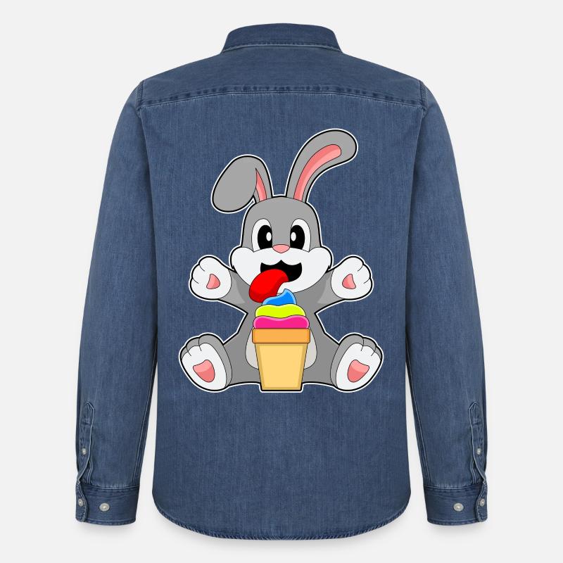 Hase Eisbecher - Männer Jeanshemd Organic von Stanley/Stella - verwaschenes Mittelblau 