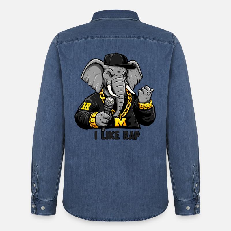 Elephant Rapper: Rap Style und Attitude! - Männer Jeanshemd Organic von Stanley/Stella - verwaschenes Mittelblau 