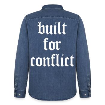Built for Conflict - Bodybuilding & Gym - Männer Jeanshemd Organic von Stanley/Stella - verwaschenes Mittelblau  - Hinten - AI Model Male 185 light (185cm)